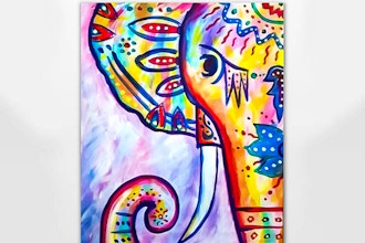 Virtual Paint Nite: RAINBOW: The Boho Elephant Ages 13+